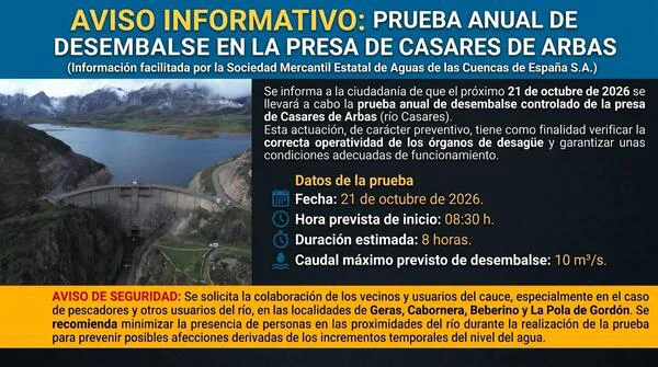 AVISO INFORMATIVO PRESA CASARES DE ARBAS