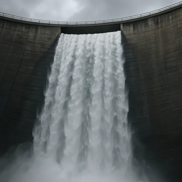 CAIDA DE AGUA DE UN EMBALSE