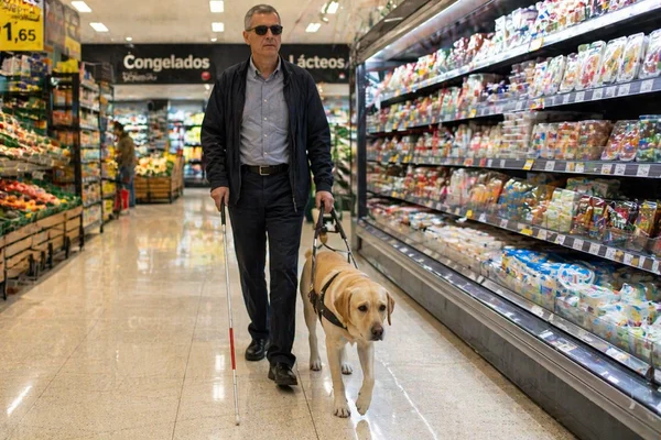 PERRO GUIA EN UN SUPERMERCADO