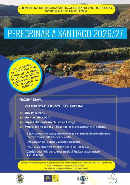 Las asociaciones de Amigos del Camino de Santiago de Astorga y de El Bierzo retoman el 20 de septiembre su peregrinación por etapas