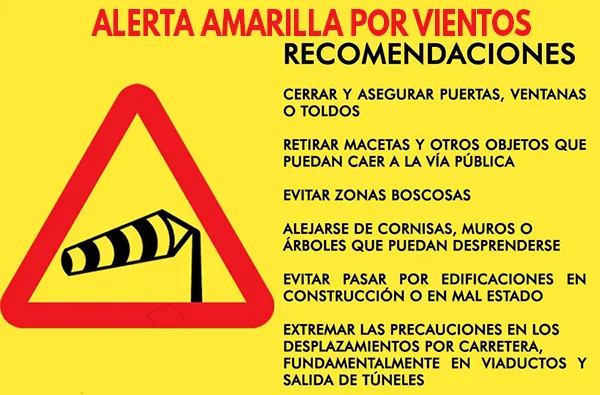 ALERTA AMARILLA POR VIENTOS