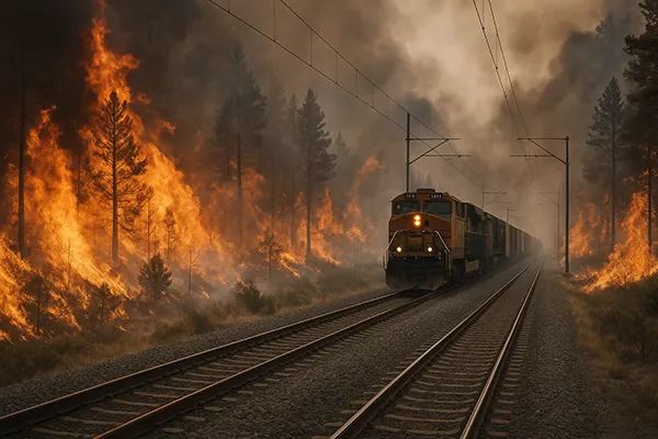 INCENDIO FORESTAL EN LAS VIAS DEL TREN