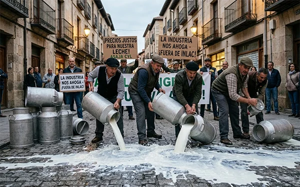 RECREACION DE UNA PROTESTA DE GANADEROS