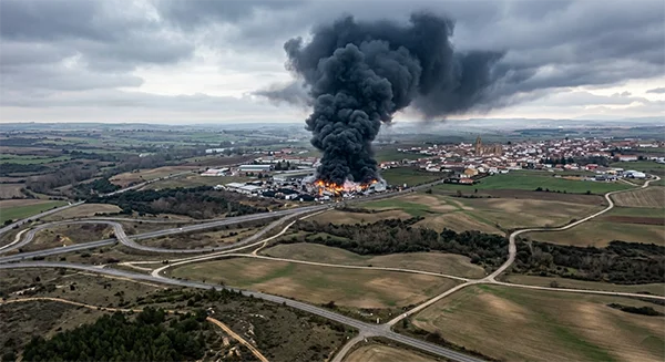 RECREACION DEL INCENDIO DE LA BAÑEZA