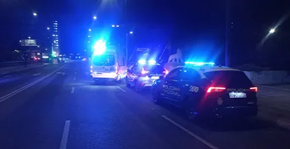 Dispositivo desplegado por la Policía Nacional en el puente de los Leones. -