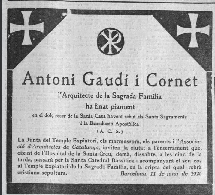 CENTENARIO DE LA MUERTE DE GAUDI