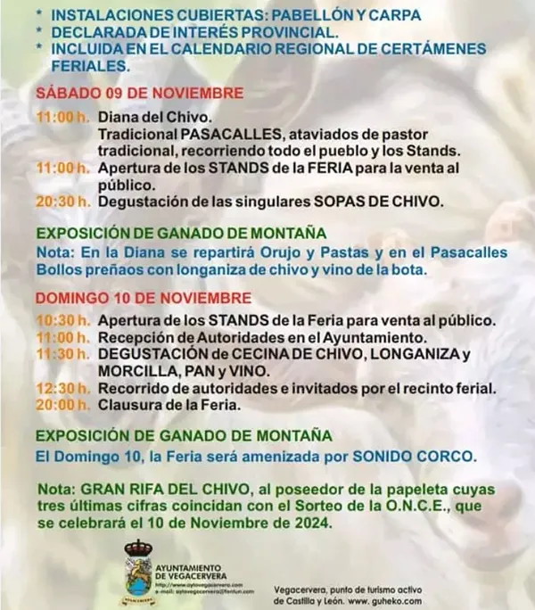 PROGRAMA DE LA FERIA DE LA CECINA DE CHIVO DE VEGACERVERA