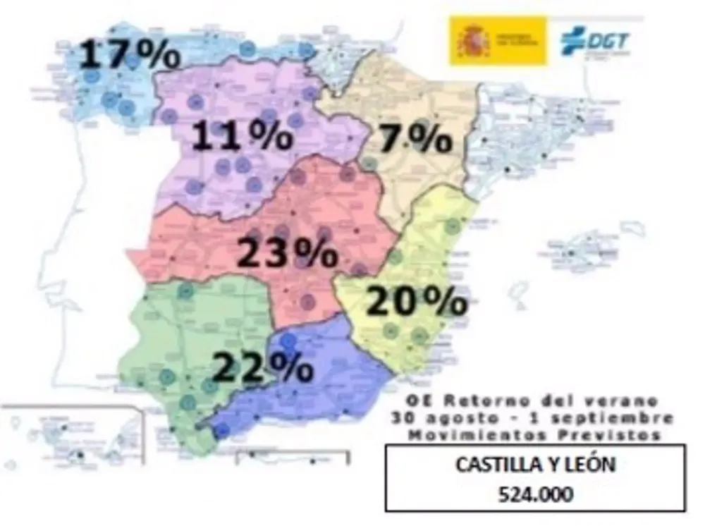 Previsión de desplazamientos para esta operación retorno en Castilla y León - DELEGACIÓN DEL GOBIERNO