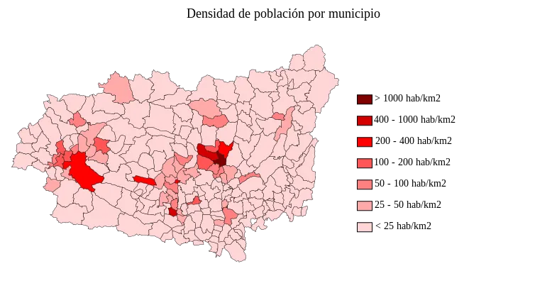 DENSIDAD DE POBLACION POR MUNICIPIOS EN LEON