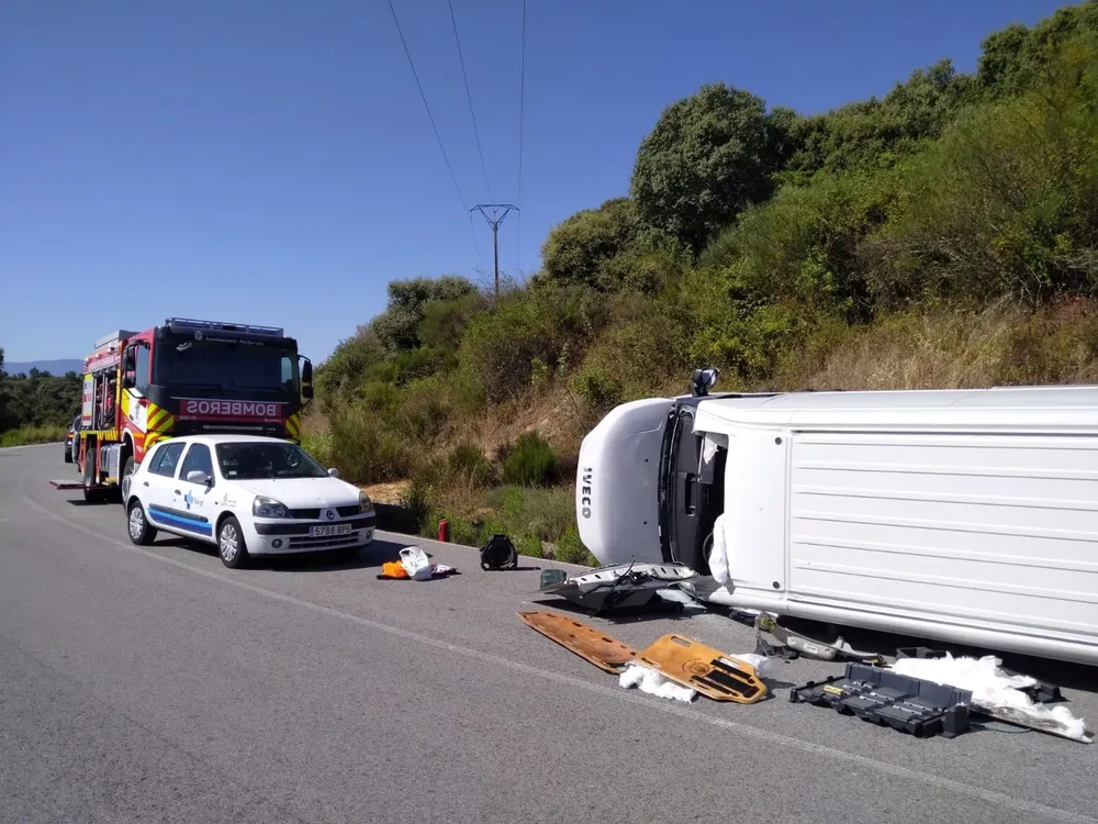 Lugar del accidente que ha requerido la actuación de los bomberos de Ponferrada. - AYTO. PONFERRADA