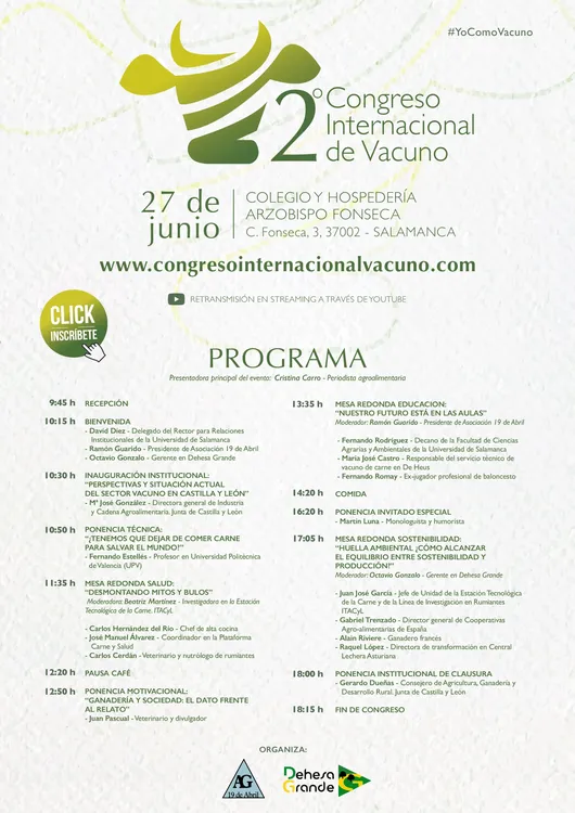 Programa 2º CONGRESO INTERNACIONAL VACUNO