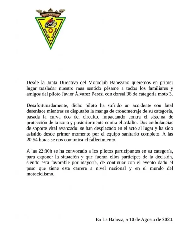 NOTA DE PRENSA MOTO CLUB BAÑEZANO